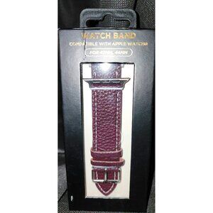 Leather Watch Band Compatible With Apple Watch 42mm & 44mm Brown BNIB